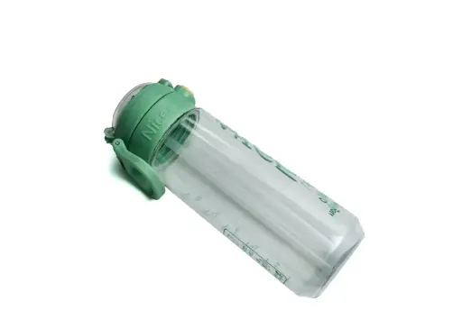 A bottle with a straw